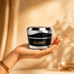 Woman Holding GlutaNex Skin Brightening Night Cream for Healthy Glowing Skin